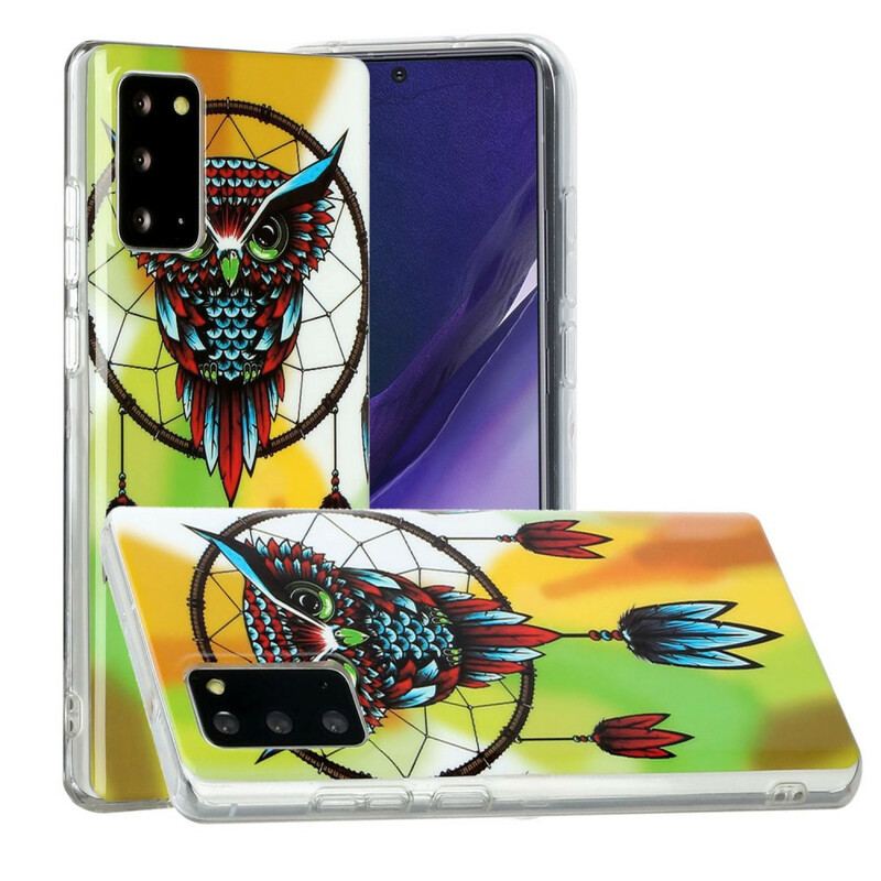 Coque Samsung Galaxy Note 20 Attrape Rêves Hibou Fluorescente