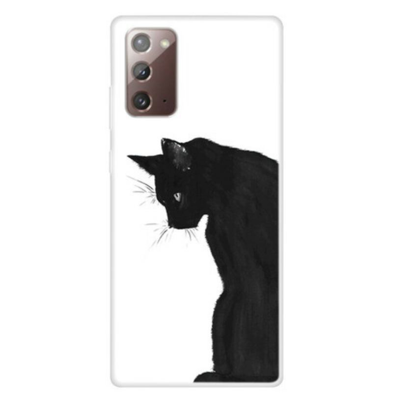 Coque Samsung Galaxy Note 20 Chat Noir Pensif