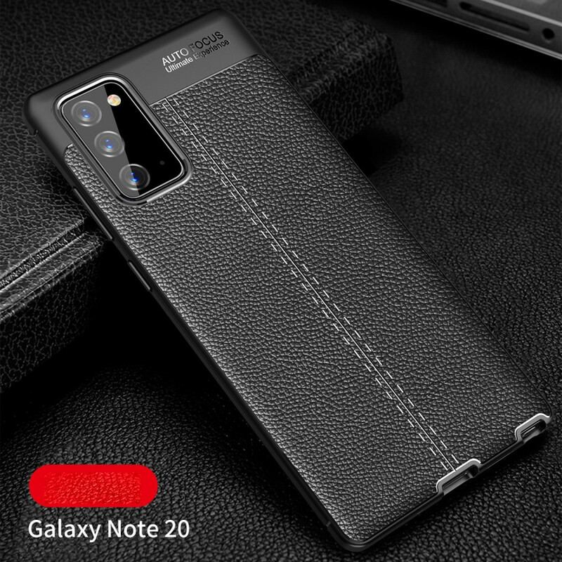 Coque Samsung Galaxy Note 20 Effet Cuir Litchi Double Line