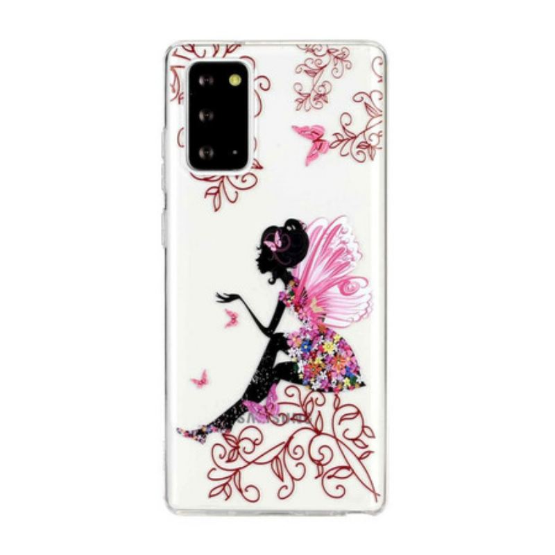 Coque Samsung Galaxy Note 20 Transparente Fée Fleurie