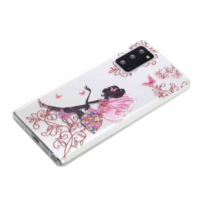 Coque Samsung Galaxy Note 20 Transparente Fée Fleurie