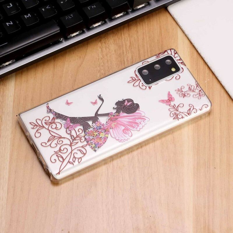 Coque Samsung Galaxy Note 20 Transparente Fée Fleurie