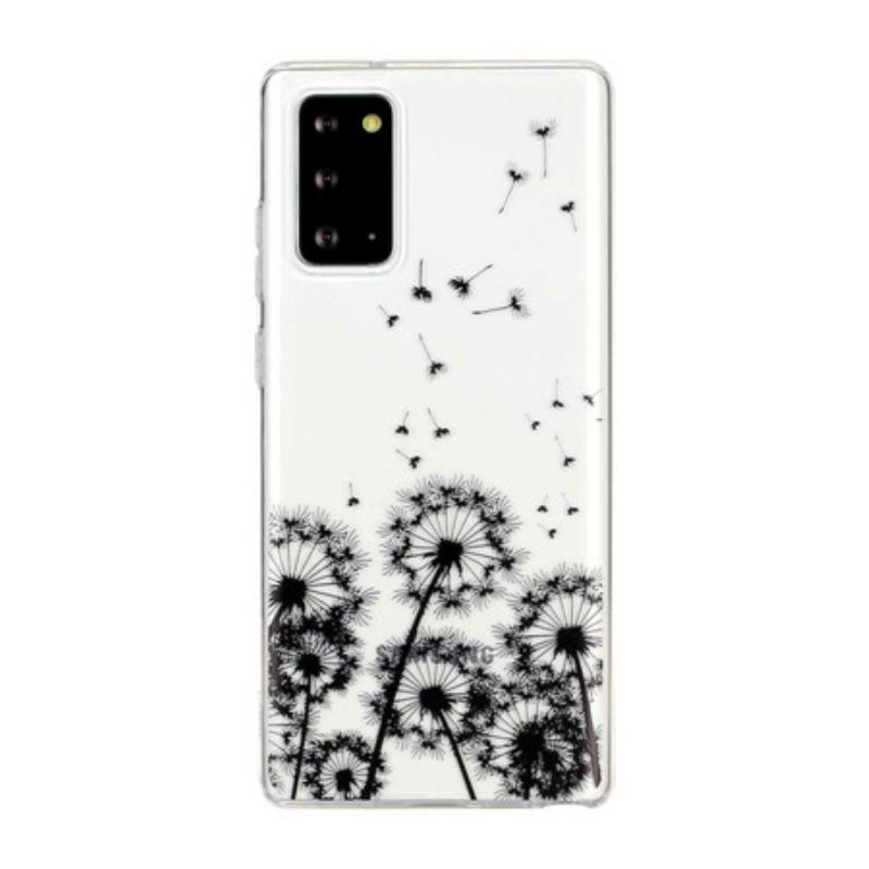 Coque Samsung Galaxy Note 20 Transparente Pissenlits Noirs