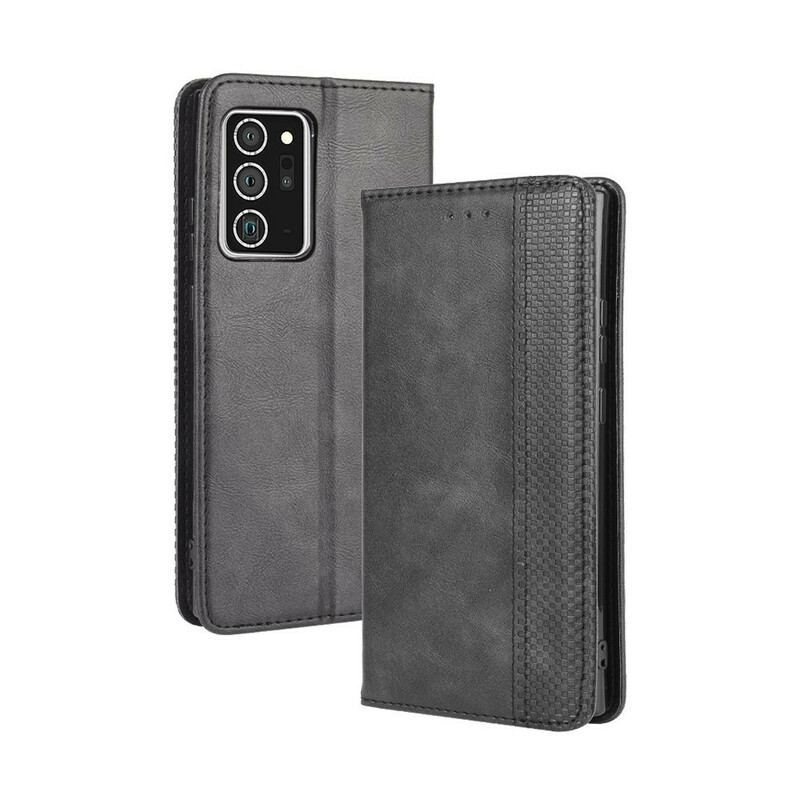 Flip Cover Samsung Galaxy Note 20 Effet Cuir Vintage Stylisé