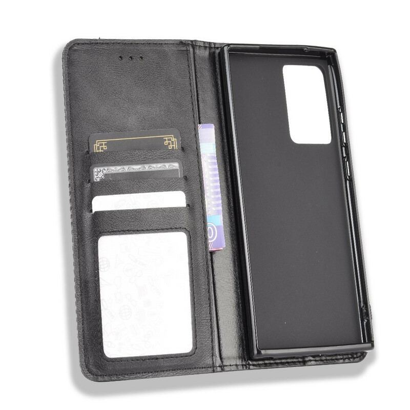 Flip Cover Samsung Galaxy Note 20 Effet Cuir Vintage Stylisé