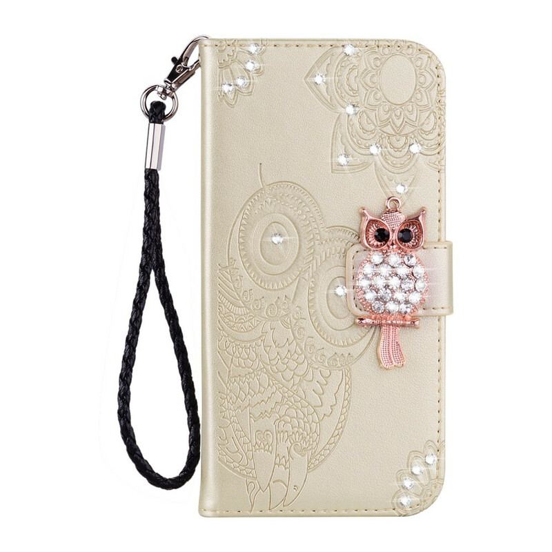 Housse Samsung Galaxy Note 20 Hibou Mandala et Breloque