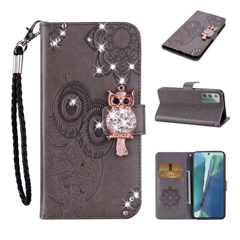 Housse Samsung Galaxy Note 20 Hibou Mandala et Breloque