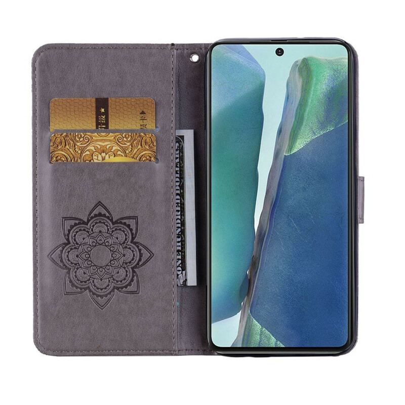 Housse Samsung Galaxy Note 20 Hibou Mandala et Breloque