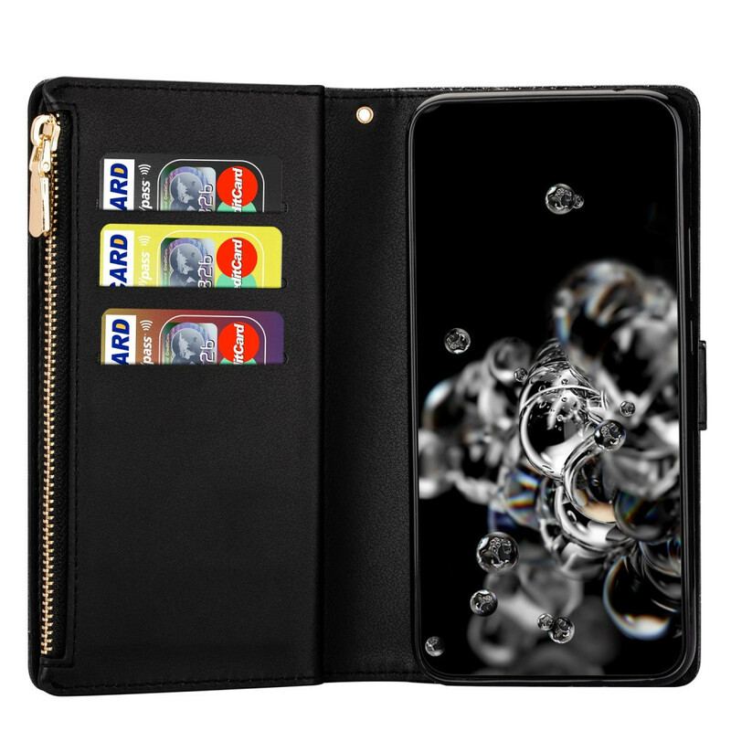 Housse Samsung Galaxy Note 20 Paillettes Portefeuille Zip