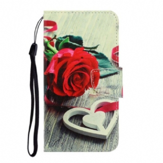 Housse Samsung Galaxy Note 20 Rose Romantique à Lanière