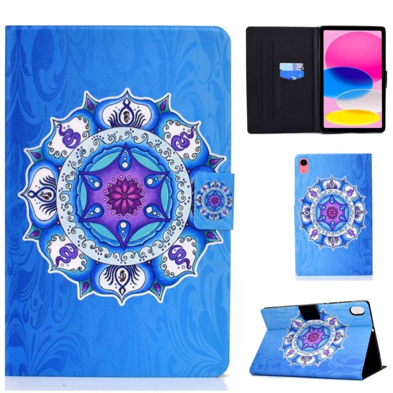 Housse iPad 10.9" (2022) Mandala sur Fond Bleu