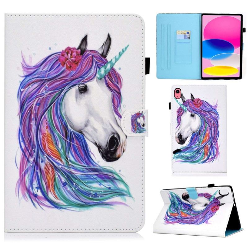 Housse iPad 10.9" (2022) Peinture Licorne