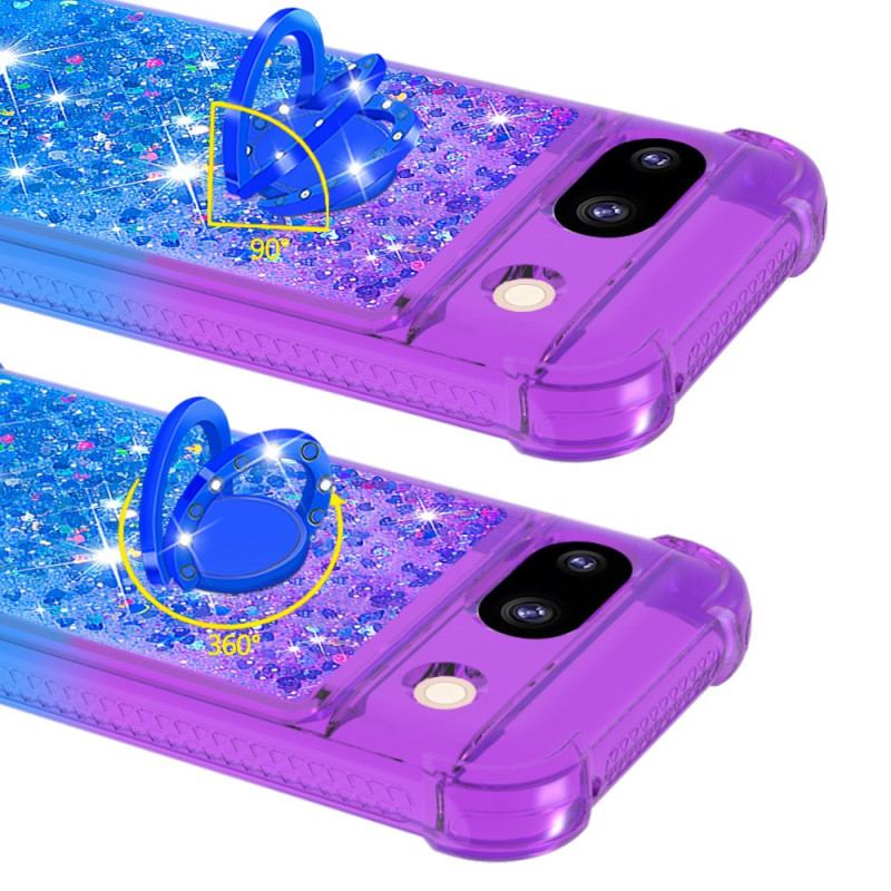 Coque Google Pixel 8A Anneau-Support Dégradé Paillettes