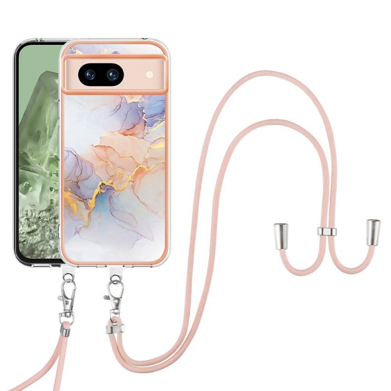 Coque Google Pixel 8A Marbre Orange et Rose