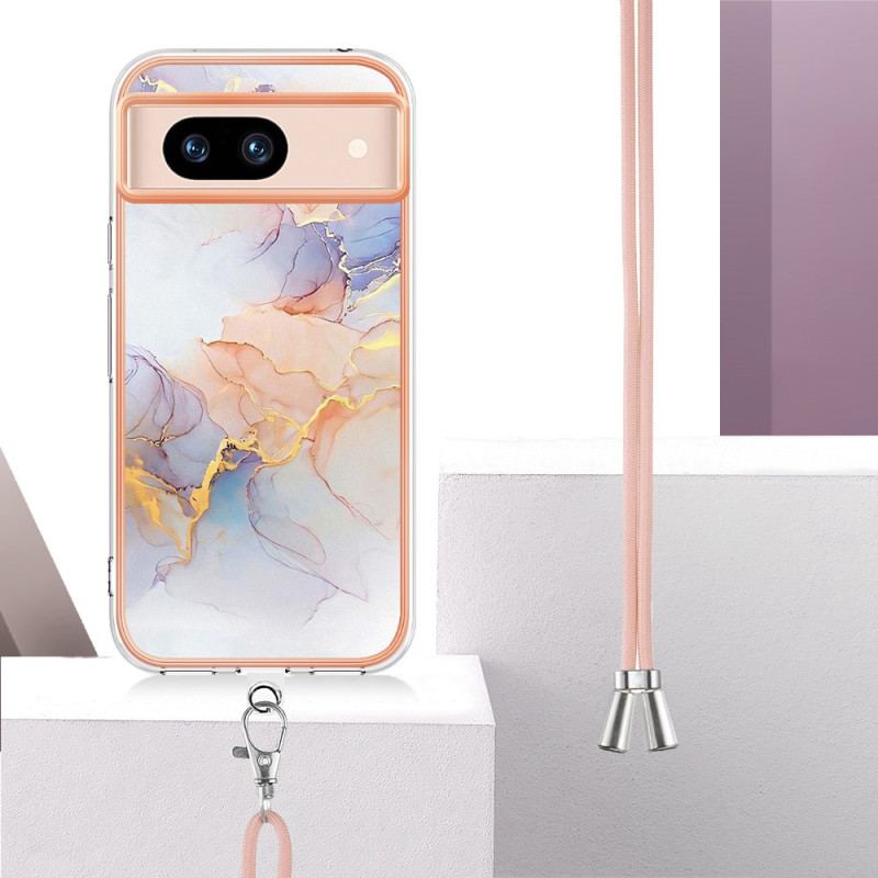 Coque Google Pixel 8A Marbre Orange et Rose