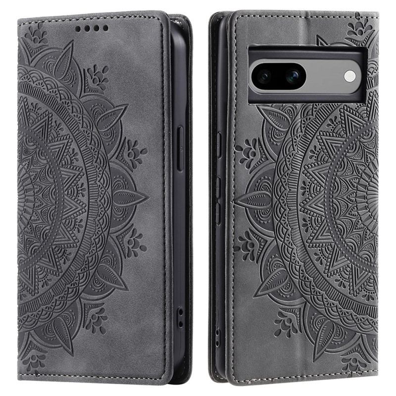 Flip Cover Google Pixel 8A Effet Daim Mandala