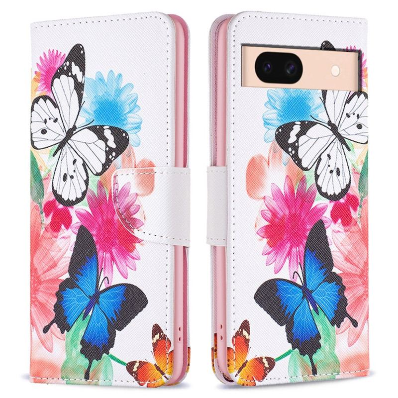 Housse Google Pixel 8A Deux Papillons Aquarelle