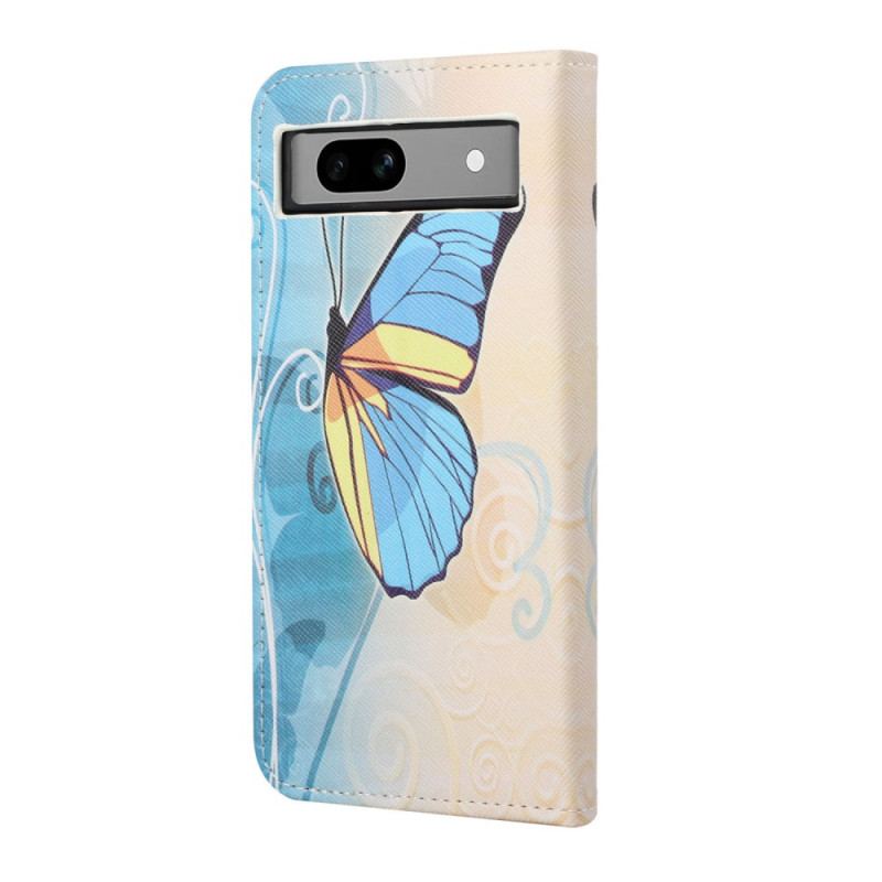 Housse Google Pixel 8A Papillon Jaune et Bleu