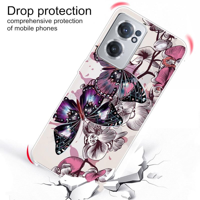 Coque OnePlus Nord CE 2 5G Papillons Mauve