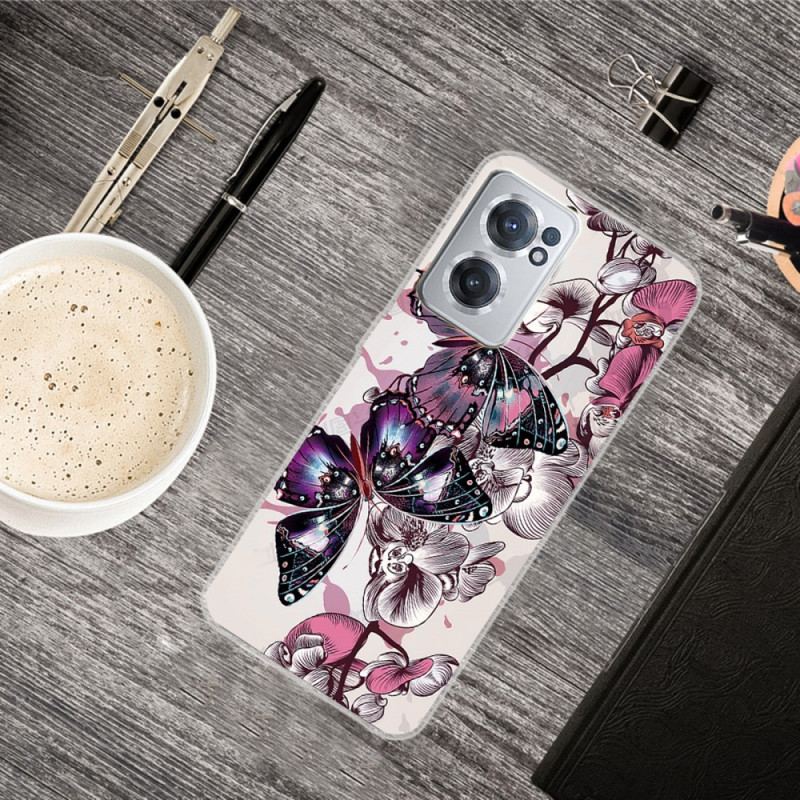 Coque OnePlus Nord CE 2 5G Papillons Mauve