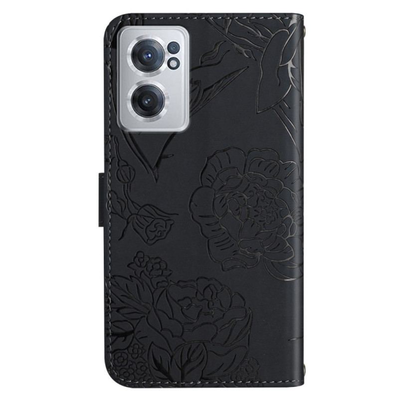 Housse OnePlus Nord CE 2 5G Papillons et Fleurs à Lanière