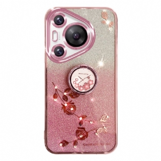 Coque Huawei Pura 70 Pro Fleurs et Strass avec Support KADEM