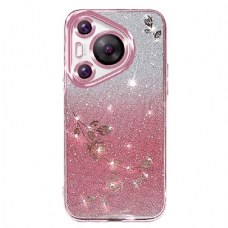 Coque Huawei Pura 70 Pro Fleurs et Strass KADEM