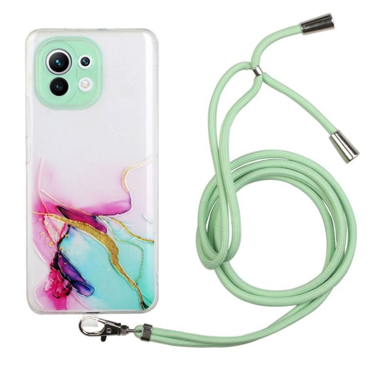 Coque Xiaomi 11 Lite 5G NE/Mi 11 Lite 4G/5G à Cordon Marbre