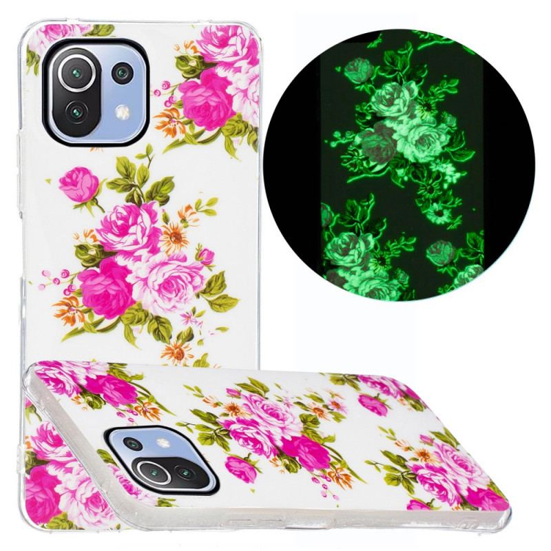 Coque Xiaomi 11 Lite 5G NE/Mi 11 Lite 4G/5G Fleurs Liberty Fluo