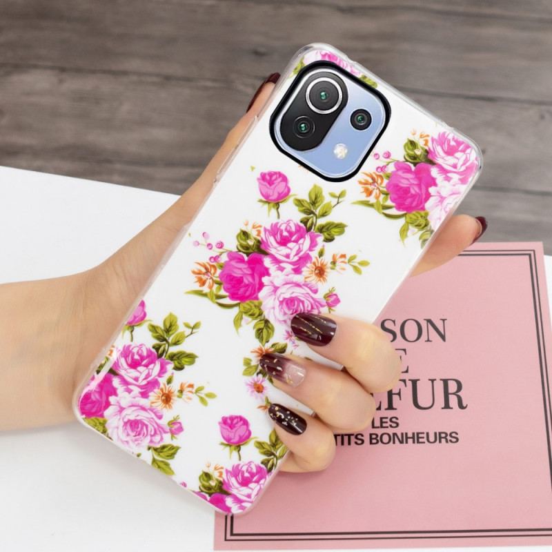 Coque Xiaomi 11 Lite 5G NE/Mi 11 Lite 4G/5G Fleurs Liberty Fluo