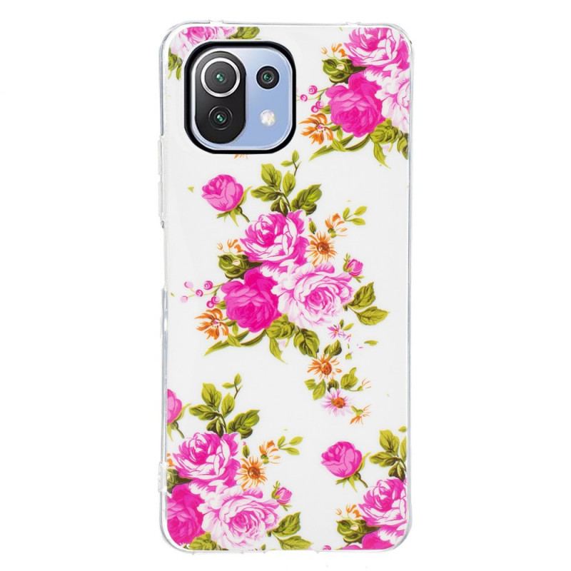 Coque Xiaomi 11 Lite 5G NE/Mi 11 Lite 4G/5G Fleurs Liberty Fluo