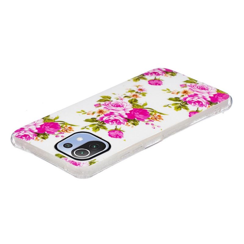 Coque Xiaomi 11 Lite 5G NE/Mi 11 Lite 4G/5G Fleurs Liberty Fluo