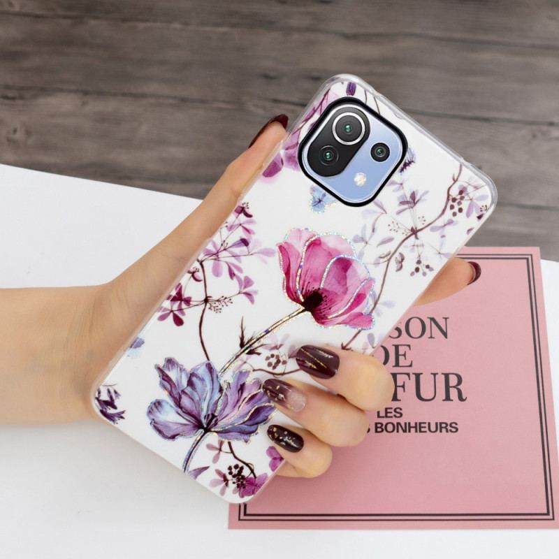 Coque Xiaomi 11 Lite 5G NE/Mi 11 Lite 4G/5G Marbrée Fleurs