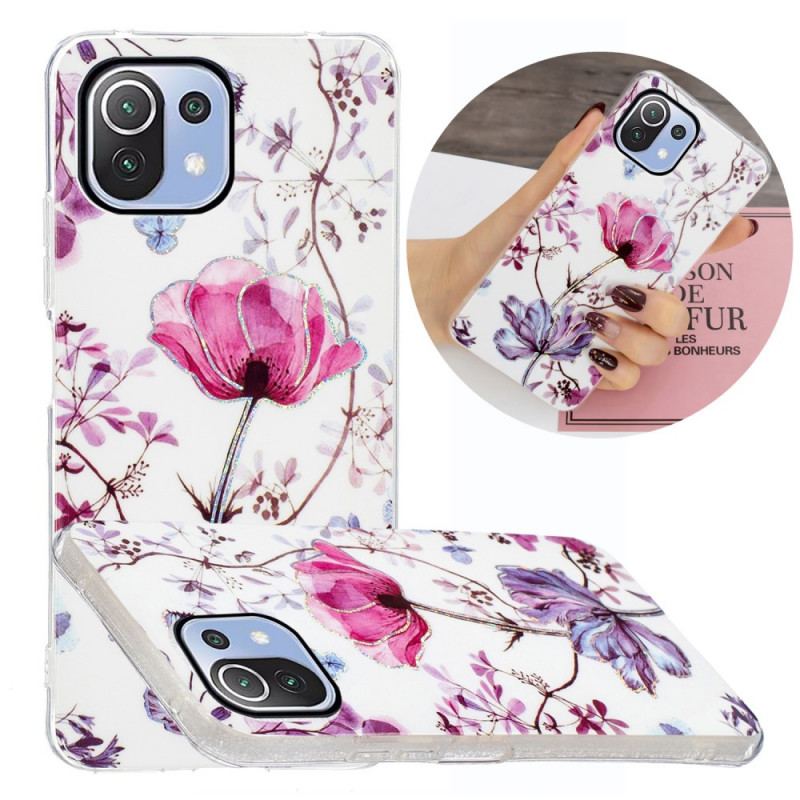 Coque Xiaomi 11 Lite 5G NE/Mi 11 Lite 4G/5G Marbrée Fleurs