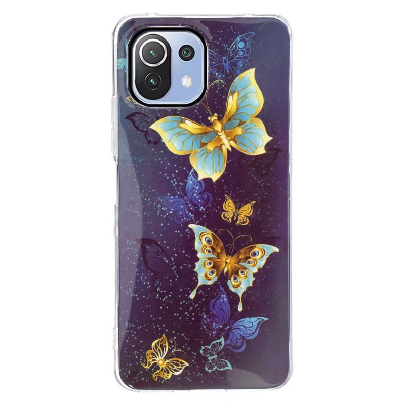 Coque Xiaomi 11 Lite 5G NE/Mi 11 Lite 4G/5G Papillons Dorés Fluorescente