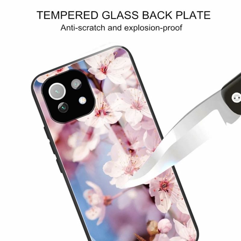 Coque Xiaomi 11 Lite 5G NE/Mi 11 Lite 4G/5G Verre Trempé Fleurs