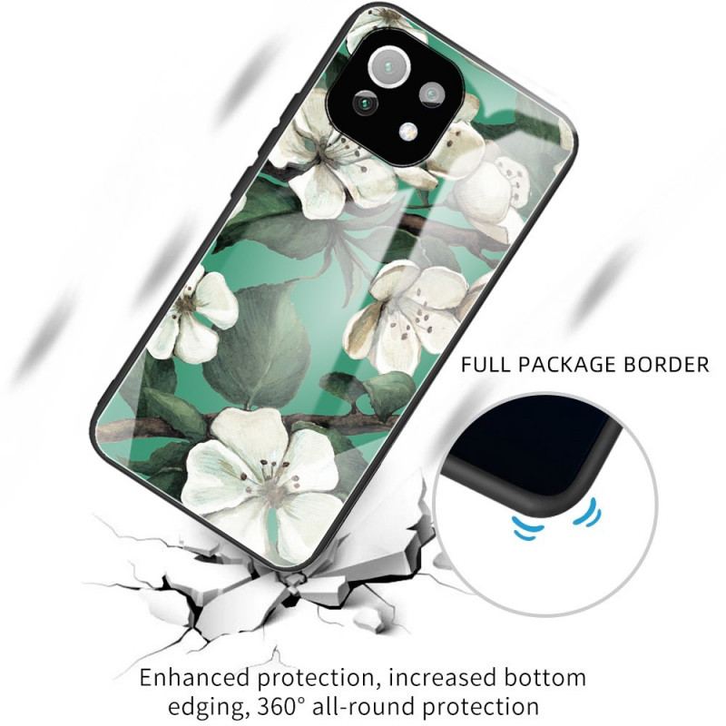 Coque Xiaomi 11 Lite 5G NE/Mi 11 Lite 4G/5G Verre Trempé Fleurs