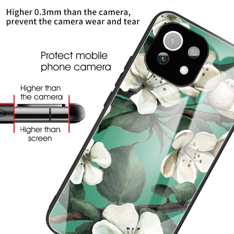 Coque Xiaomi 11 Lite 5G NE/Mi 11 Lite 4G/5G Verre Trempé Fleurs