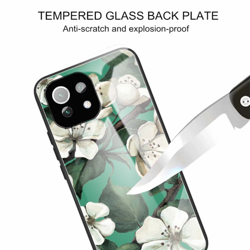 Coque Xiaomi 11 Lite 5G NE/Mi 11 Lite 4G/5G Verre Trempé Fleurs