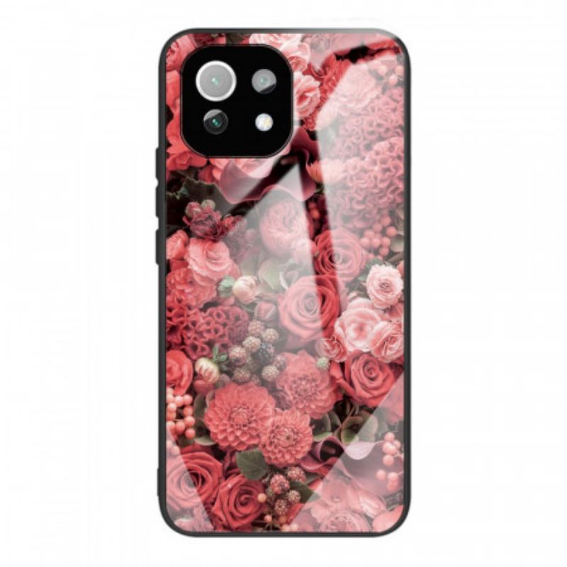 Coque Xiaomi 11 Lite 5G NE/Mi 11 Lite 4G/5G Verre trempé Fleurs Roses