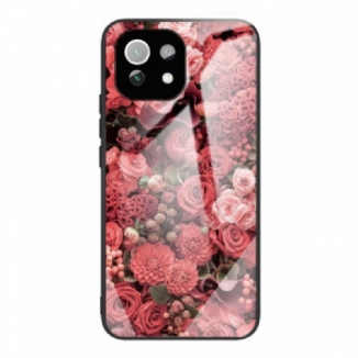 Coque Xiaomi 11 Lite 5G NE/Mi 11 Lite 4G/5G Verre trempé Fleurs Roses