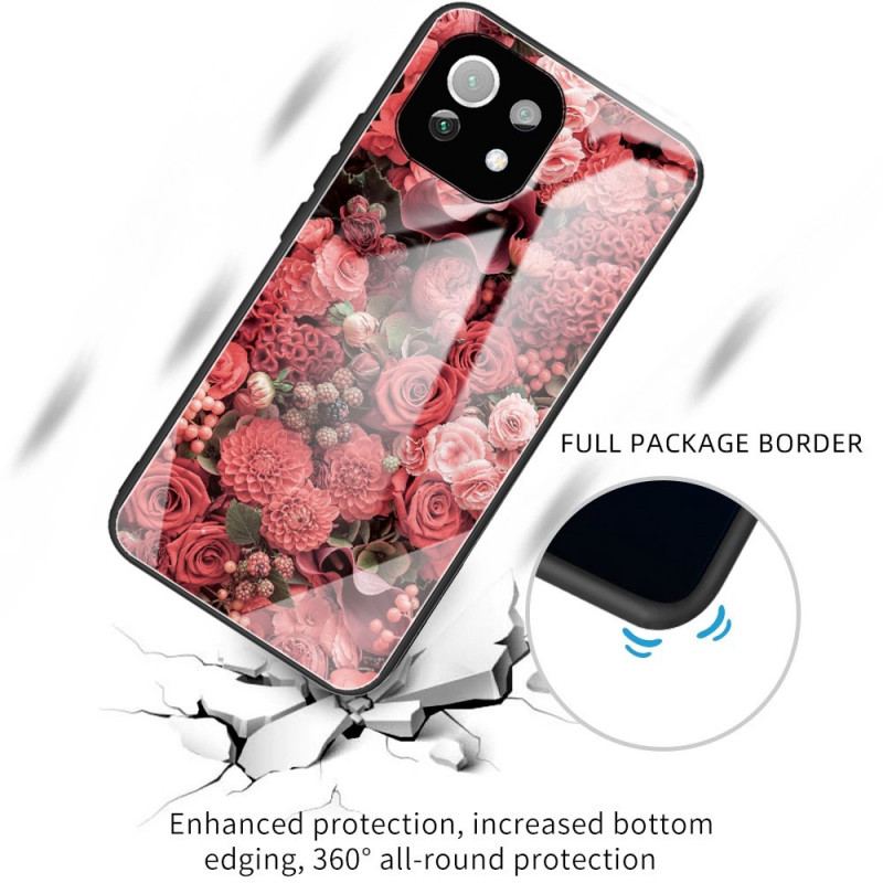 Coque Xiaomi 11 Lite 5G NE/Mi 11 Lite 4G/5G Verre trempé Fleurs Roses