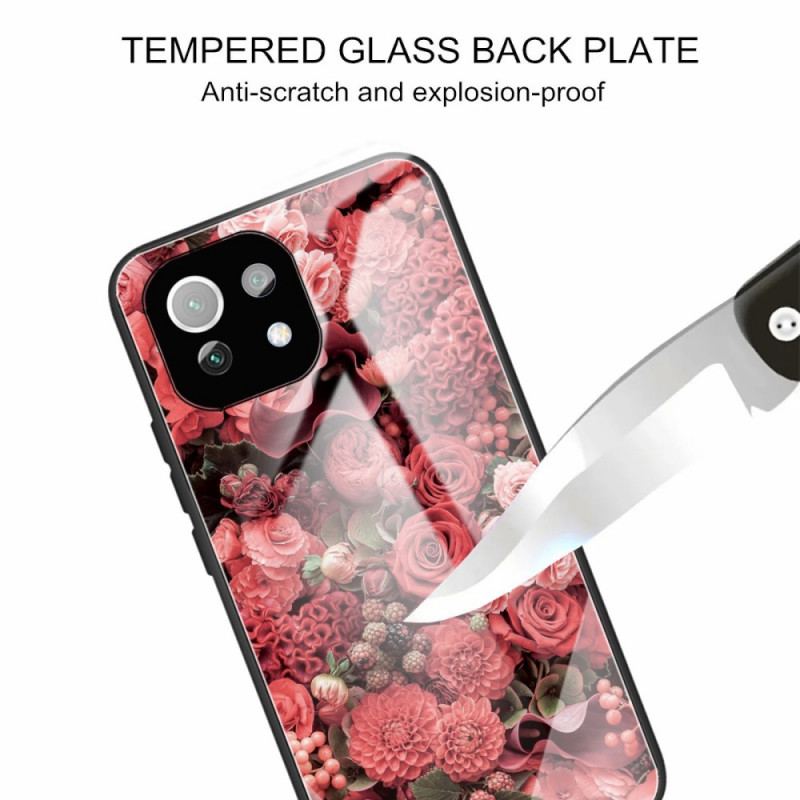 Coque Xiaomi 11 Lite 5G NE/Mi 11 Lite 4G/5G Verre trempé Fleurs Roses