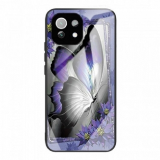 Coque Xiaomi 11 Lite 5G NE/Mi 11 Lite 4G/5G Verre Trempé Papillon Violet