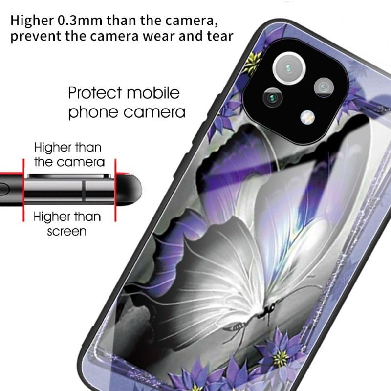 Coque Xiaomi 11 Lite 5G NE/Mi 11 Lite 4G/5G Verre Trempé Papillon Violet