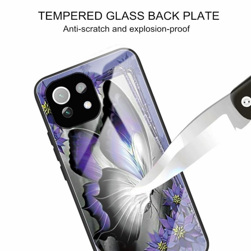 Coque Xiaomi 11 Lite 5G NE/Mi 11 Lite 4G/5G Verre Trempé Papillon Violet