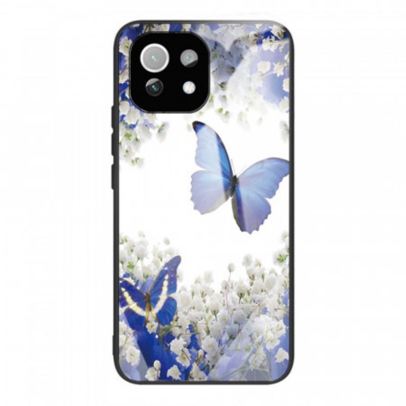 Coque Xiaomi 11 Lite 5G NE/Mi 11 Lite 4G/5G Verre Trempé Papillons Bleus