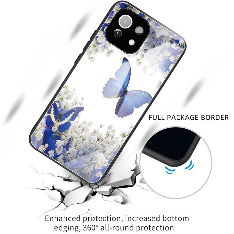 Coque Xiaomi 11 Lite 5G NE/Mi 11 Lite 4G/5G Verre Trempé Papillons Bleus