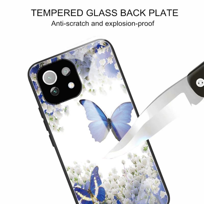 Coque Xiaomi 11 Lite 5G NE/Mi 11 Lite 4G/5G Verre Trempé Papillons Bleus