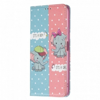 Flip Cover Xiaomi 11 Lite 5G NE/Mi 11 Lite 4G/5G Bébés Éléphants